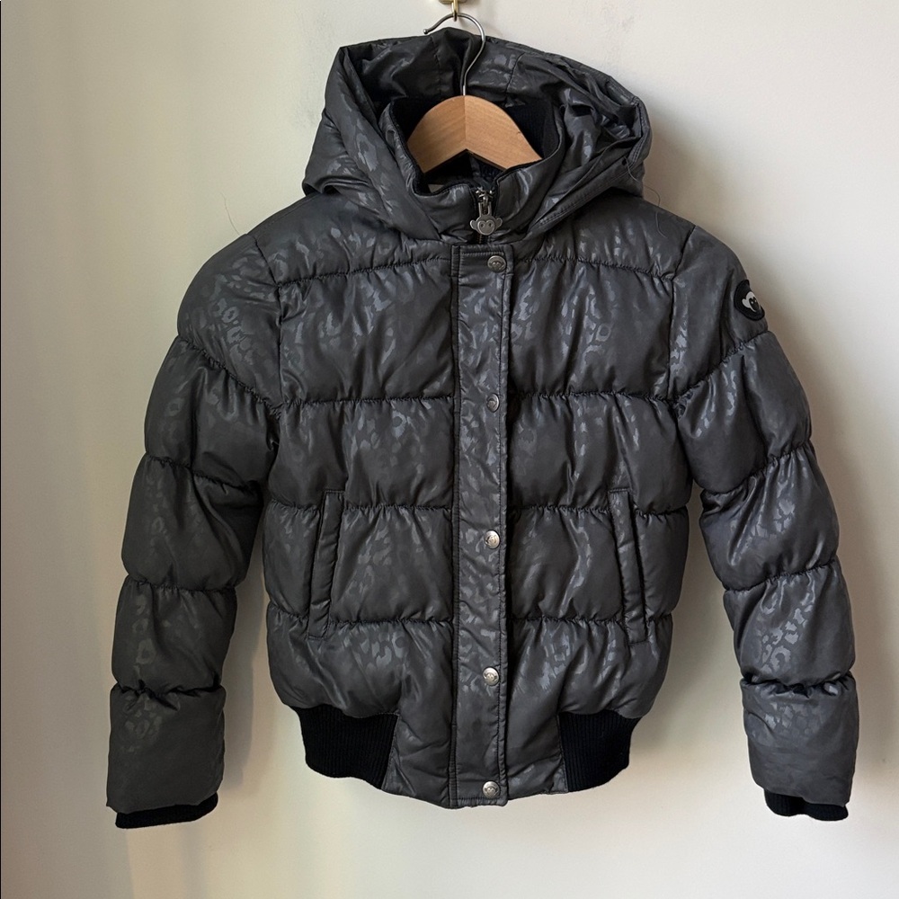 Appaman Kids Kyla Puffer Insulated Coat Leopard Zip Snap Close Hood Cozy Size 8